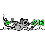 Mouse playing in shamrocks vector image