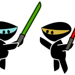 Ninjas with light sabres