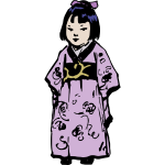 Little girl wearing kimono