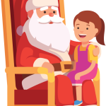 Little Girl Sitting On Santa's Lap