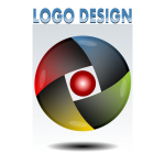 Vector image of red, yellow, green and blue round logo idea