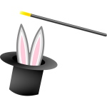 Magic hat and wand vector graphics