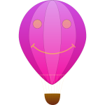 Vertical pink stripes hot air balloon vector clip art