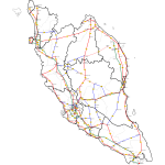 Peninsular Malaysia major routes map