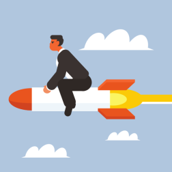 Businessman Riding a Rocket