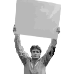 Man holding a blank sign