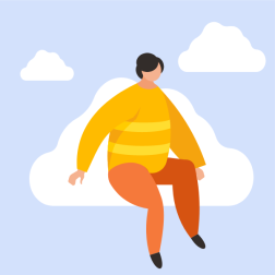 Man sitting on the cloud