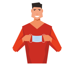 Man putting a face mask