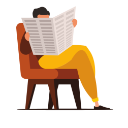 Man is reading a newspaper