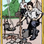 Man Camping Color Illustration