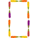 Drawing of frame made out of colorful bird feathers