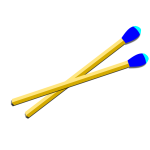 Wooden matches with blue tip vector drawing