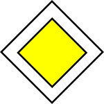 Road with priority traffic information symbol vector illustration