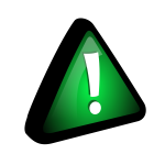 Vector drawing of exclamation mark in green triangle