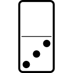 Domino tile with three dots vector drawing