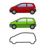 Red and green Renault Twingo vector
