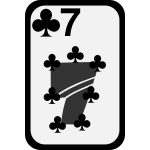 Seven of Clubs funky playing card vector image