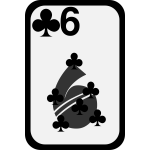 Six of Clubs funky playing card vector clip art