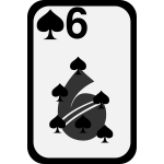Six of Spades funky playing card vector clip art