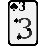 Three of Spades funky playing card vector clip art