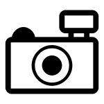 Simple photo camera outline icon vector illustration