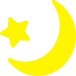 Moon and star in yellow color.