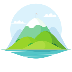 Mountain peak with a flag