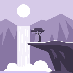 Natural landscape with a waterfall