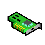 Vector illustration of green 3D network card icon