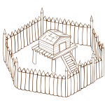Vector graphics of role play game map icon for a wooden fort