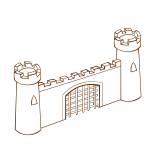 Vector illustration of role play game map icon for a fortress gate
