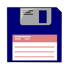 Labelled blue floppy disk vector clip art