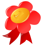 Vector image of red and yellow flower ribbon