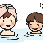 Kids are enjoying a hot bath