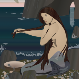 Mermaid by the Sea at Twilight