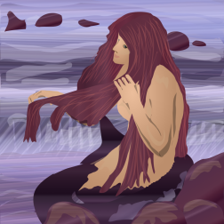Mermaid Combing Hair by the Sea