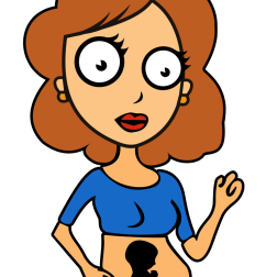 Cartoon Pregnant Woman with Fetus Silhouette