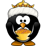 King tux with golden bowl