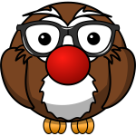 Vector clip art of big brown owl with glasses