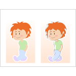 Vector illustration of cartoon boy in pastel clothes