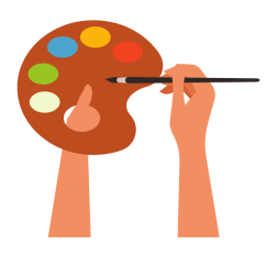 Paint palette and a brush
