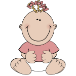 Vector image of a sitting baby girl