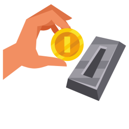 Pay with a coin concept