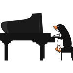 Penguin playing piano
