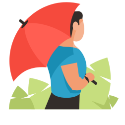 Person with a red umbrella
