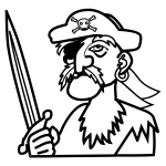 Vector clip art of old man pirate outline
