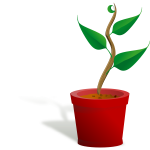 Drawing of brown and green plant growing in a red pot