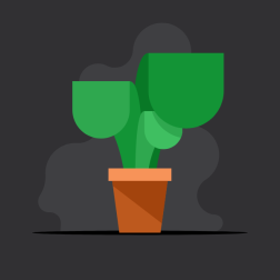 Potted plant with green leaves