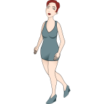 Vector image of woman walking in high hils