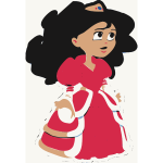 Vector image of young princess in red dress